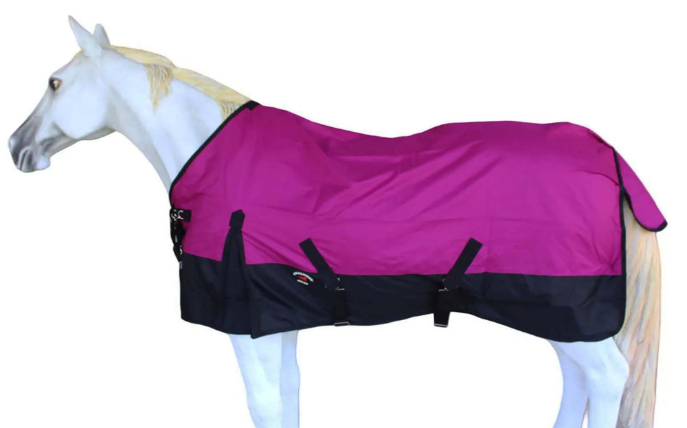 CHALLENGER 74inch turnout blanket front view shows secure front closures for easy fitting.