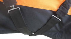 CHALLENGER adjustable front closures with belly and leg straps for secure fit.