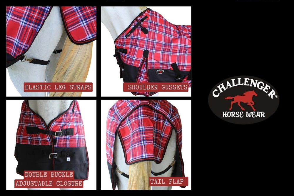 CHALLENGER waterproof breathable ripstop fabric supports damp turnout days.