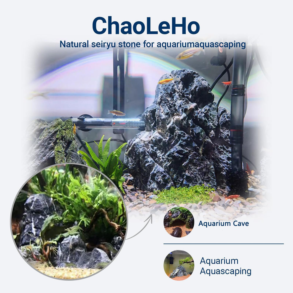 ChaoLeHo Seiryu stone aquarium decor layout highlighting layered natural scenery