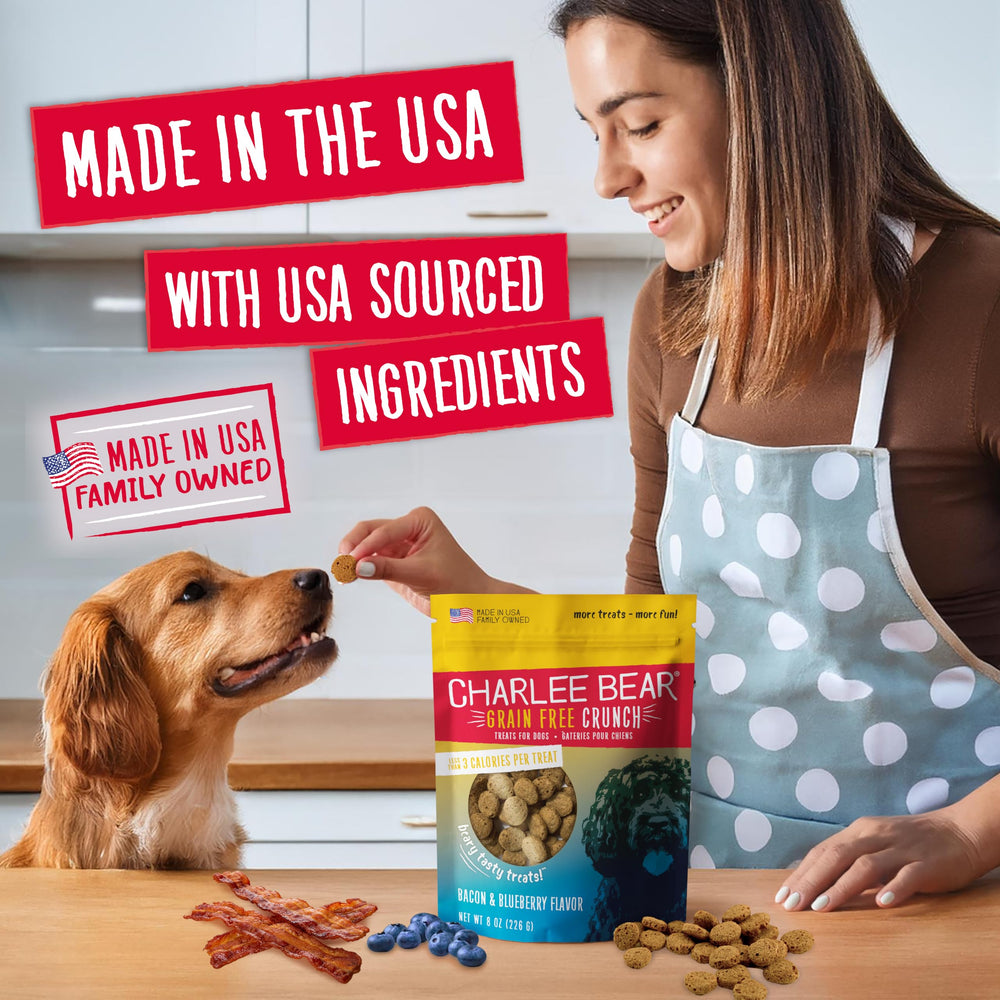 Charlee Bear chicken-pumpkin-apple treats for puppies make training rewards easy.