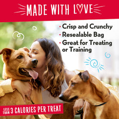 Charlee Bear Original Crunch liver treats pouch-open shows portable reward on walks.