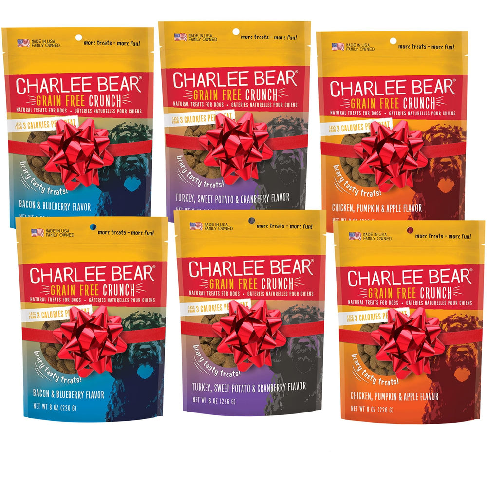 Charlee Bear training treats pack front showing low-calorie rewards