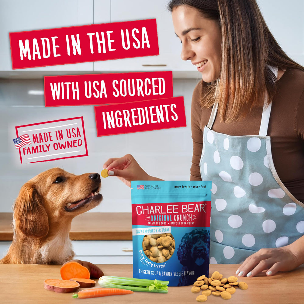 Charlee Bear USA-made label on bag highlighting origin