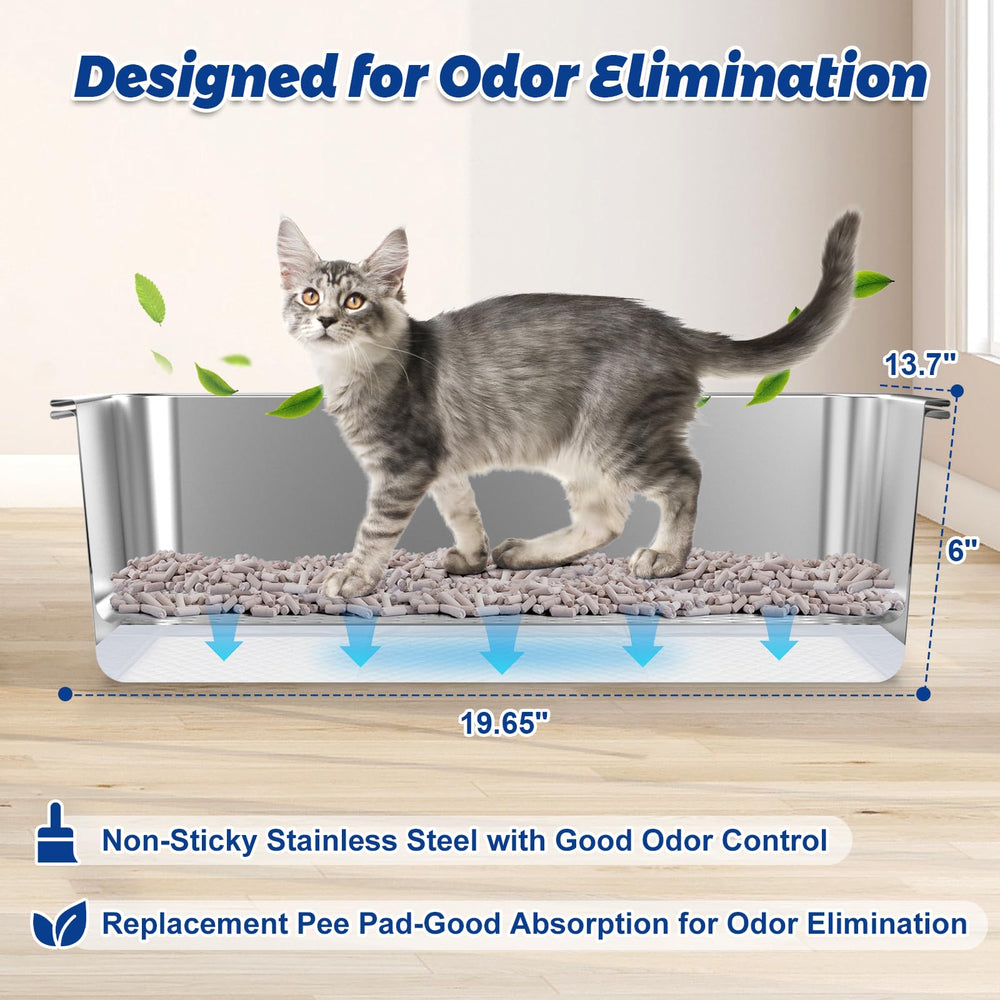 Charlie & Mollie litter box dimensions 19-65 x 13-75 x 6 inches for versatile placement.