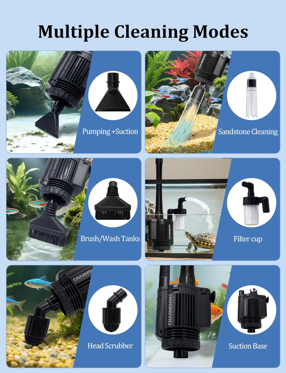 Charmshine electric aquarium gravel cleaner hose clamp keeps hose secure during changes for mess-free operation