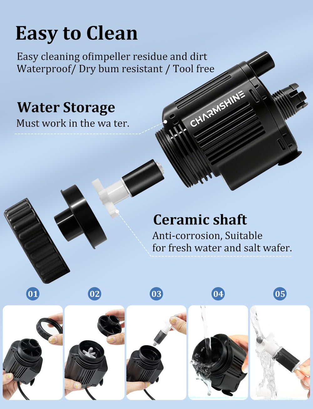 Charmshine electric aquarium gravel cleaner filter cup captures waste for cleaner water