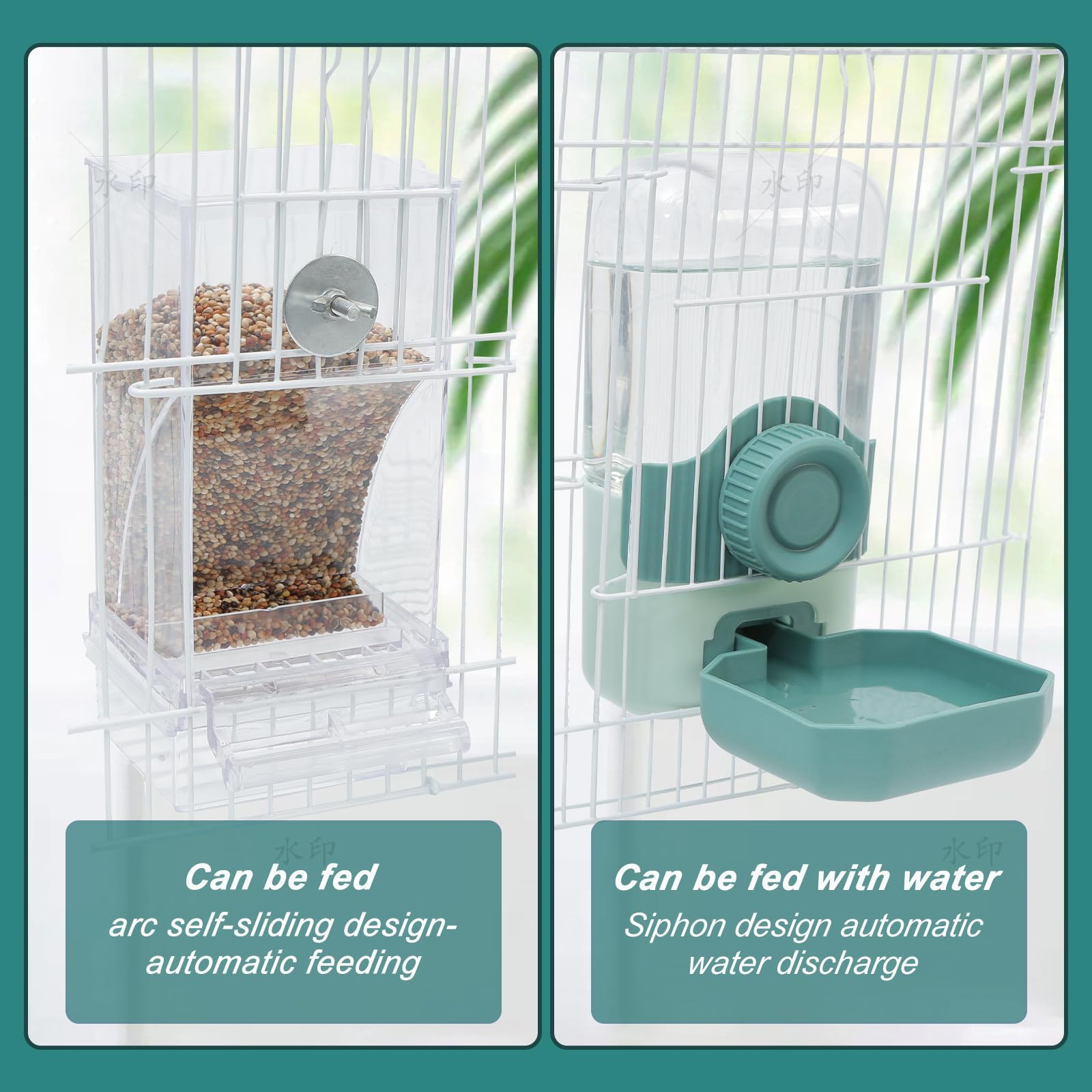 Chebet No Mess Set adjustable hanging hooks fit most cages for flexible installation.