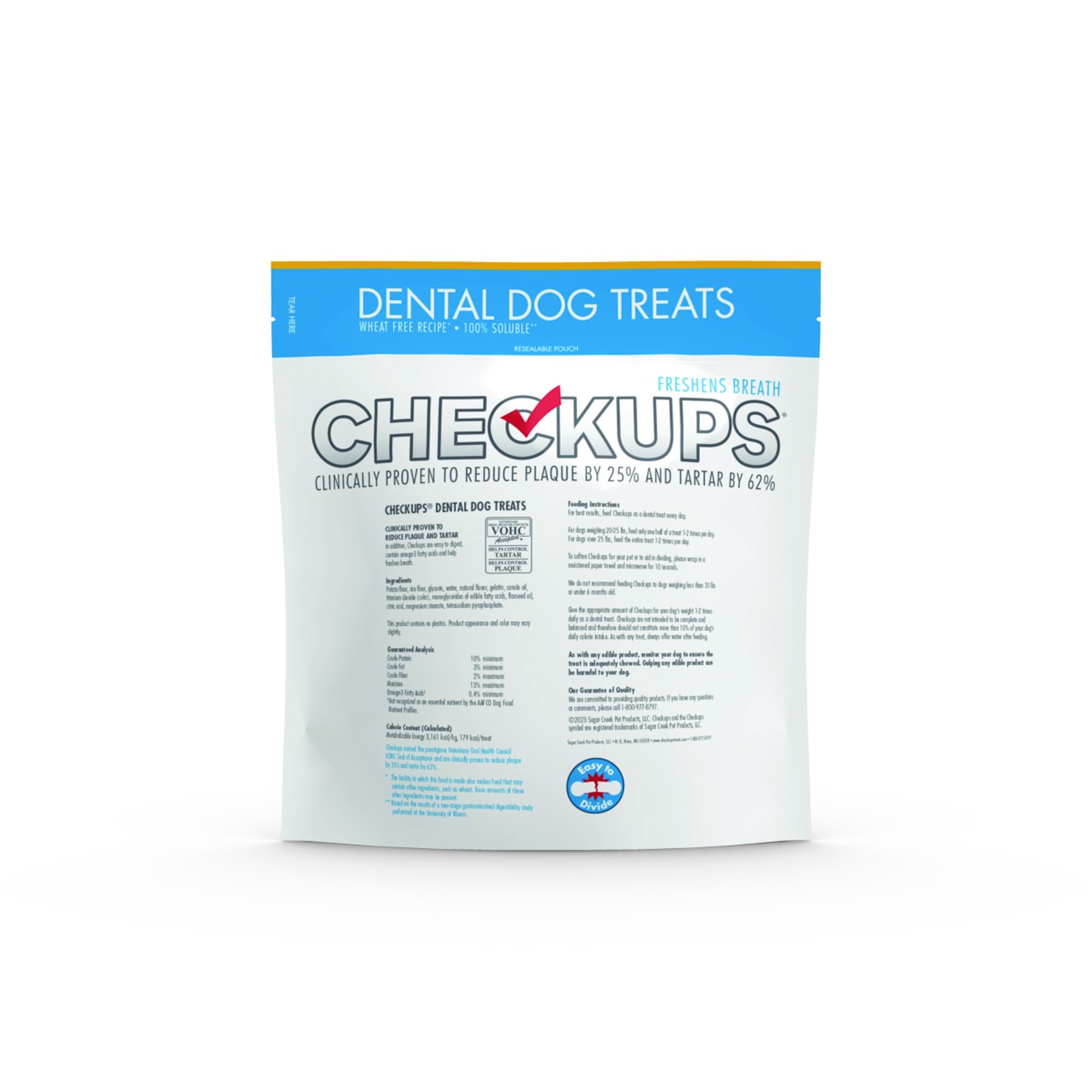 Checkups Dental Dog Treats textured bone chew promoting plaque reduction.