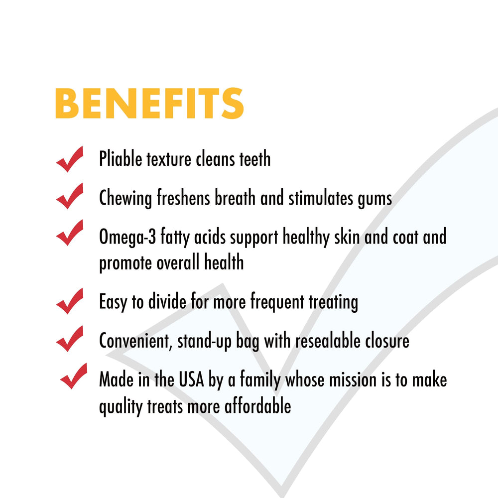 Checkups Dental Dog Treats omega-3 ingredients highlight for skin and coat