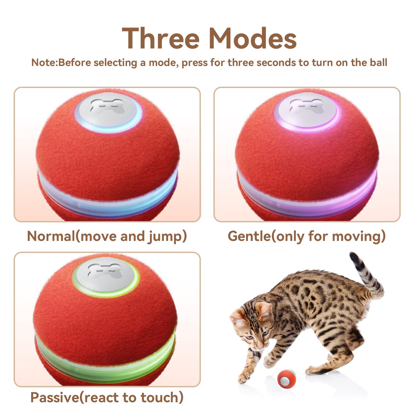 Cheerble red cat ball with LED lights attracts curiosity during play