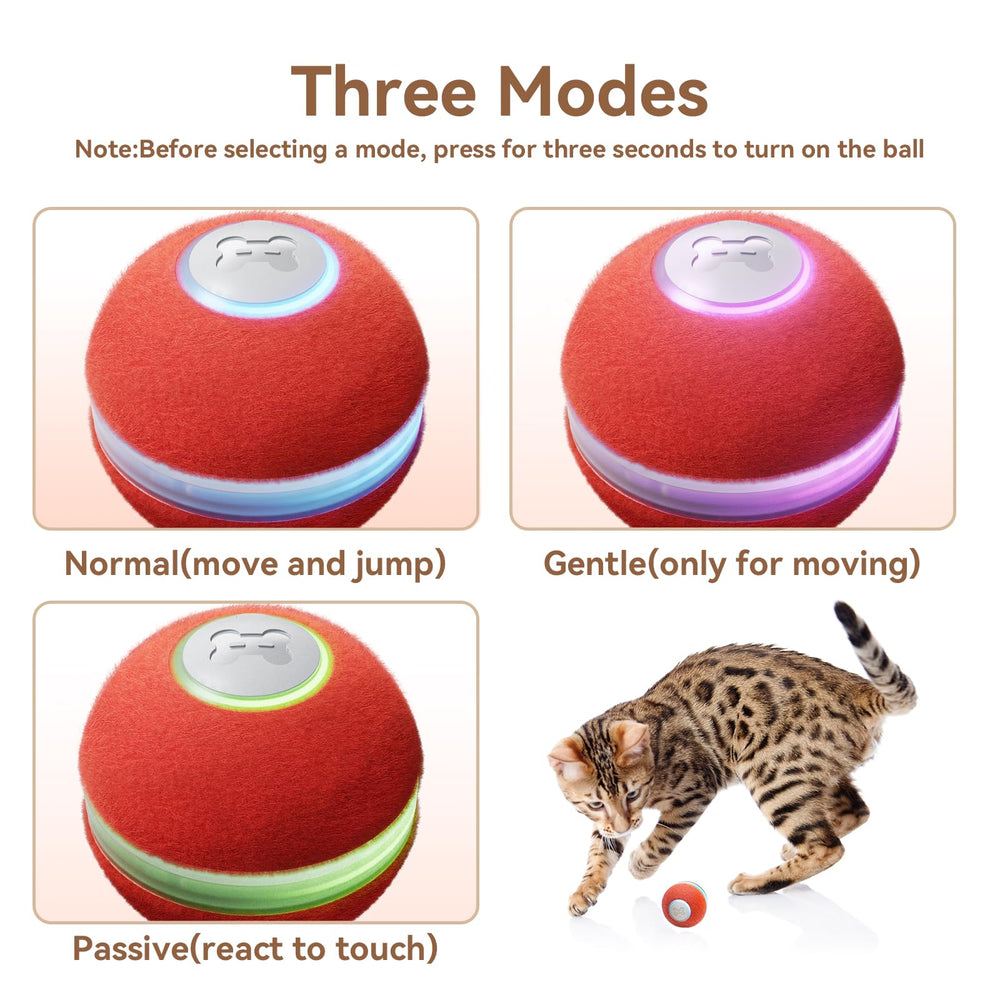 Cheerble red cat ball with LED lights attracts curiosity during play