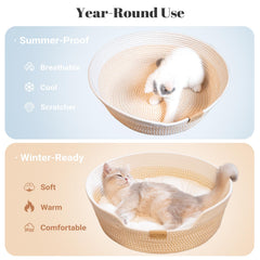 CHEERHOME PETS cat bed basket outer rope weave highlights breathable design