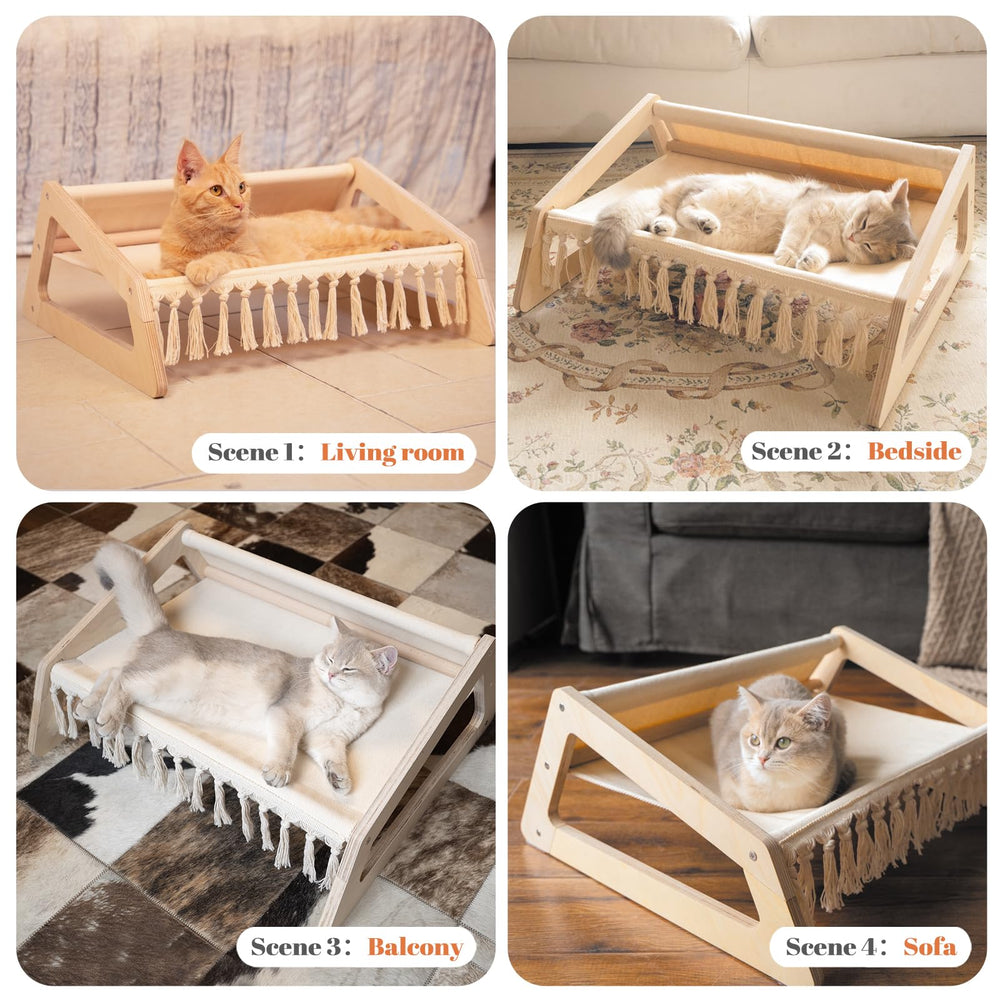 CHEERHOME PETS Cat Hammock Bed tassels add boho charm and warmth.