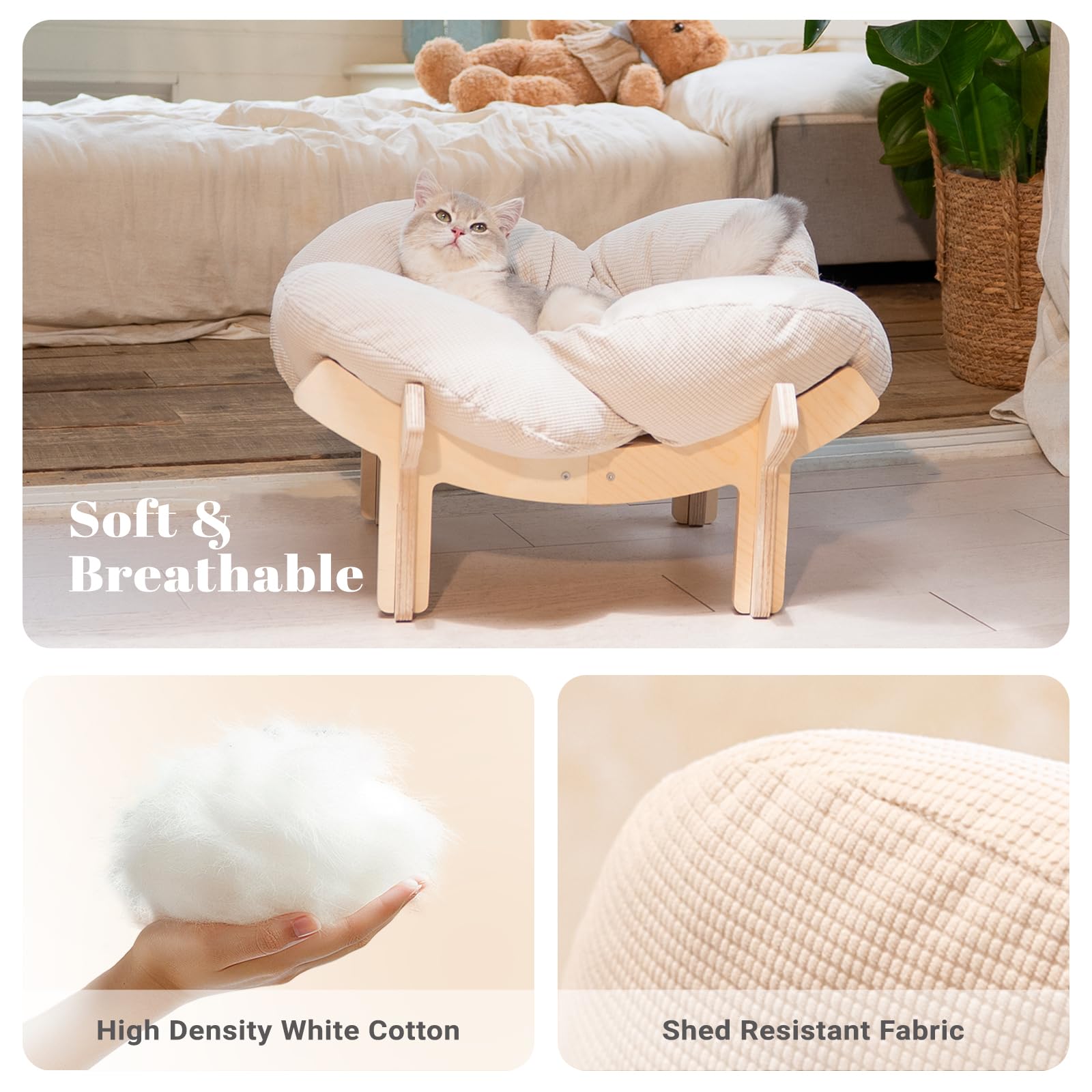 CHEERHOME PETS elevated design promotes airflow for dry, comfortable lounging.