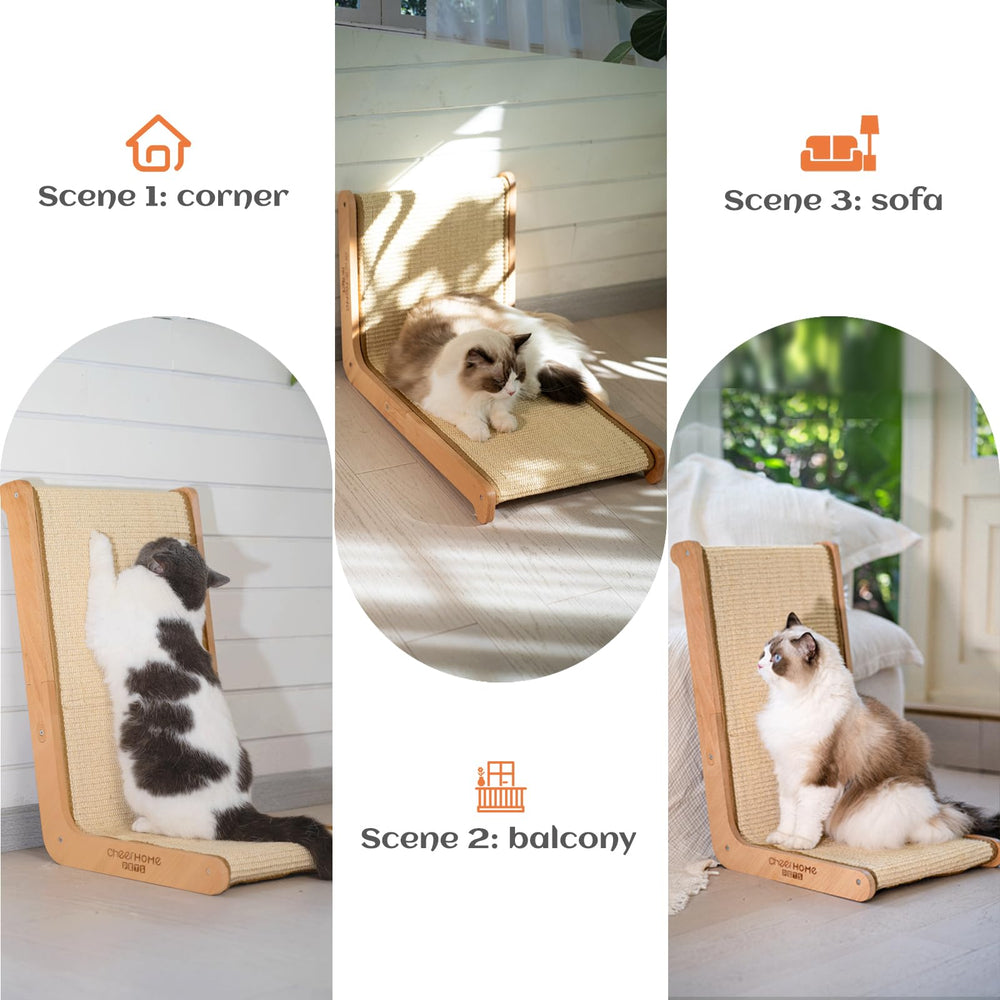 CHEERHOME PETS sisal cat scratcher mounted against wall demonstrates space-saving placement.