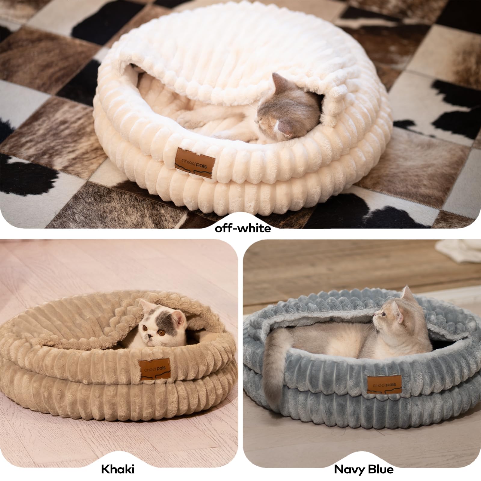 CHEERPALS cat bed easy-care with machine wash and air-dry tips.