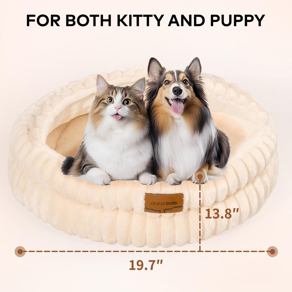 CHEERPALS cat bed non-slip base keeps rugs tidy.