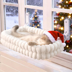 CHEERPALS cat window perch setup shows sturdy installation for curious indoor cats enjoying views