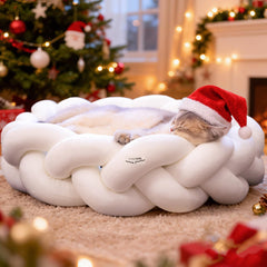 CHEERPALS weave cat bed with braided design offers stylish decor and cozy lounging.