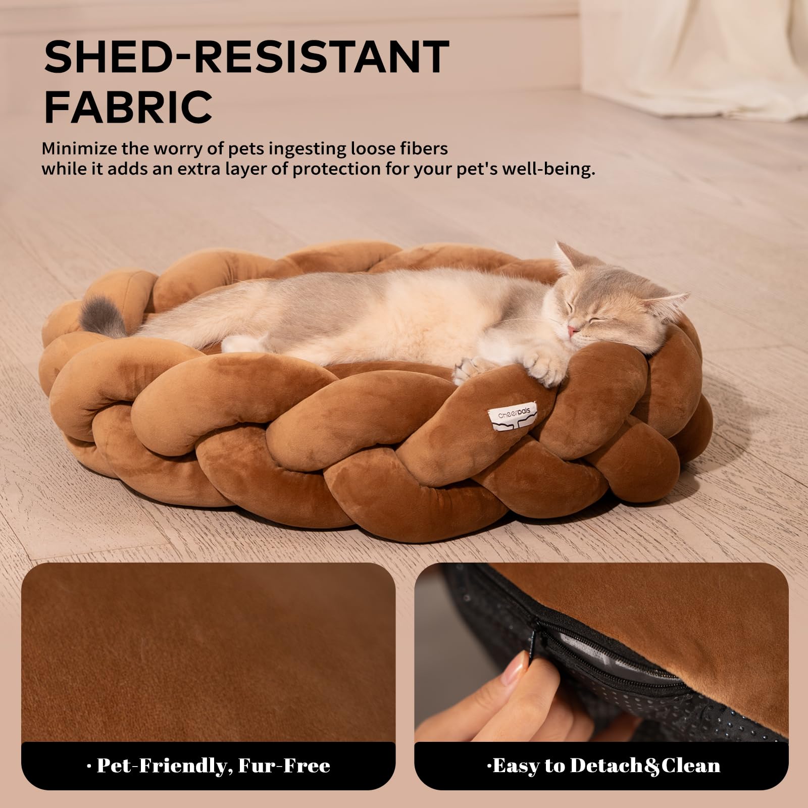 CHEERPALS Weave Cat Bed cushion removable for machine washing