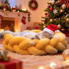 CHEERPALS weave cat bed in egg-shell yellow offers cozy lounging for indoor cats