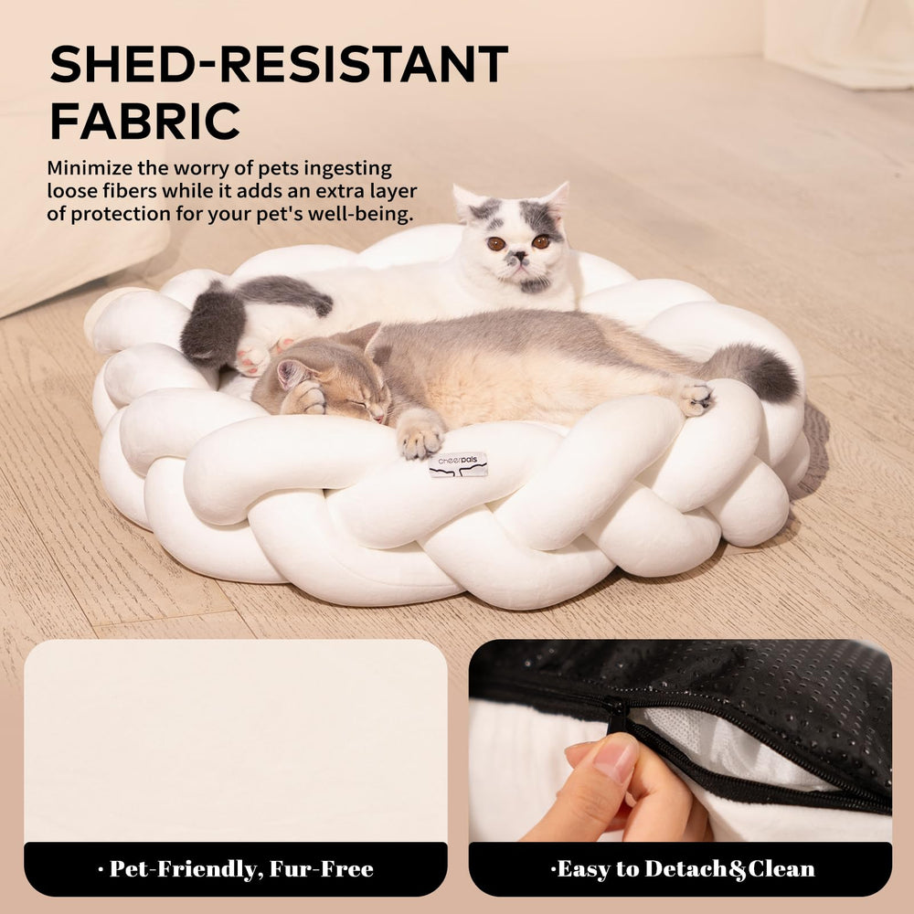 CHEERPALS weave cat bed expands fully after unboxing vacuum compression.
