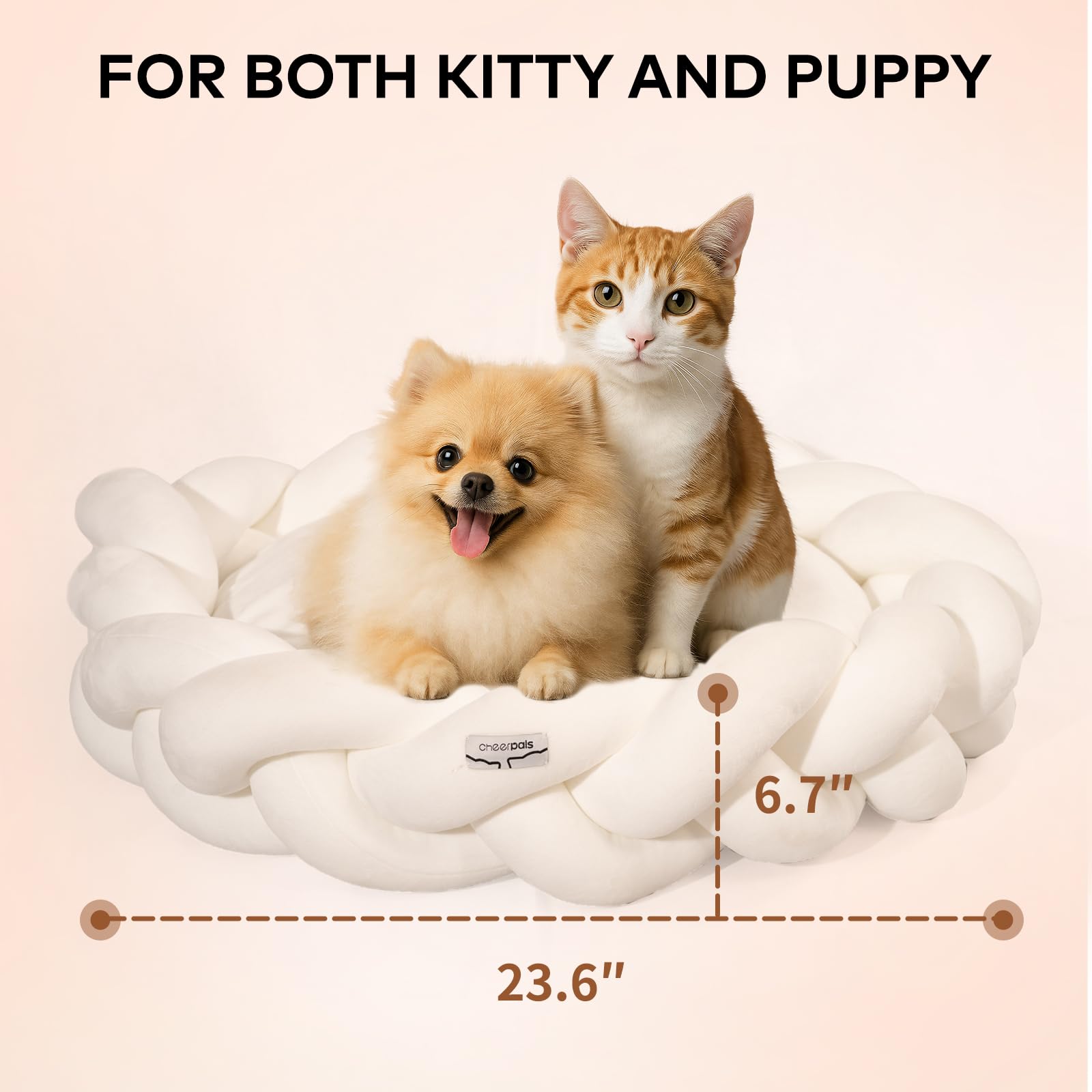 CHEERPALS weave cat bed white color blends with interior décor.