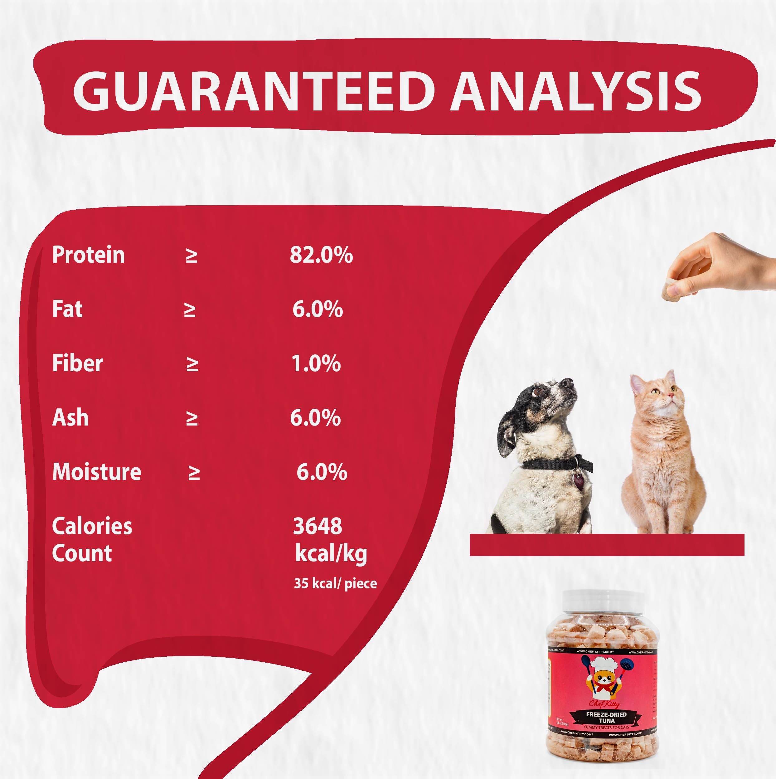 Chef Kitty eco-friendly packaging signal for responsible pet snacks.