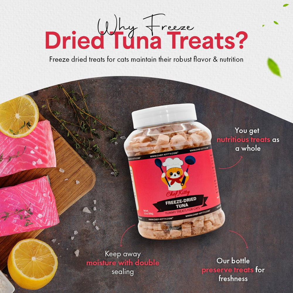 Chef Kitty wild-caught tuna visuals emphasize sustainable sourcing.