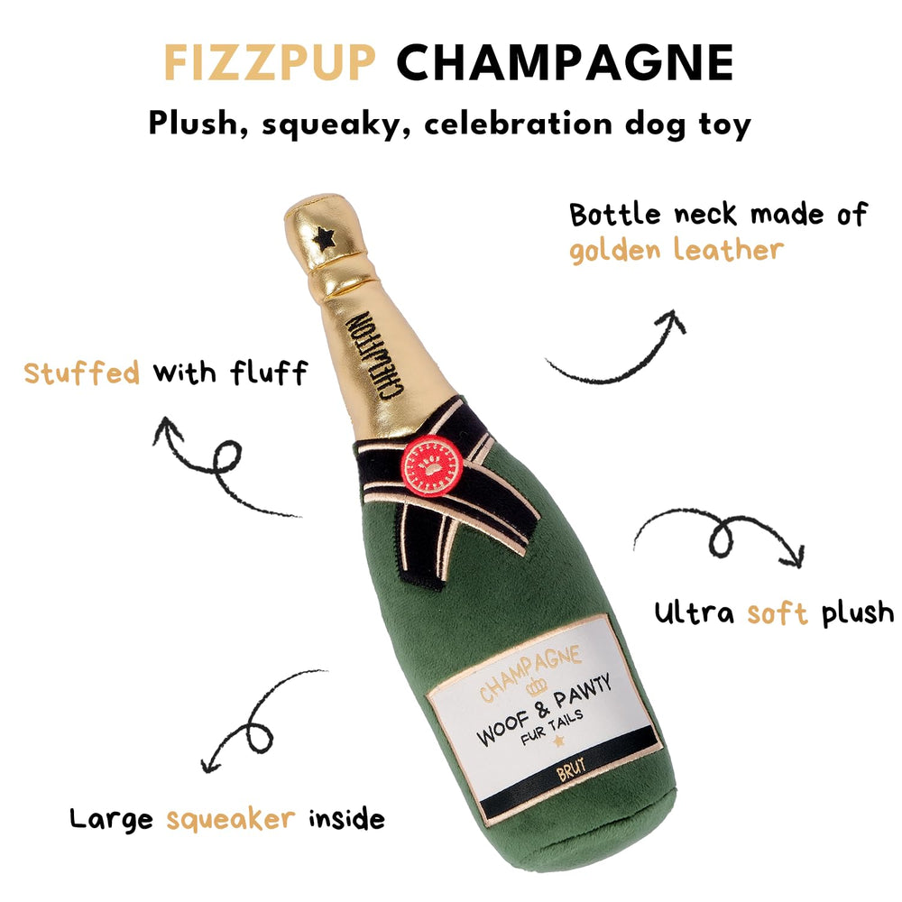 CHEWFFON Juguete botella champán con bordado detallado, suave y duradero