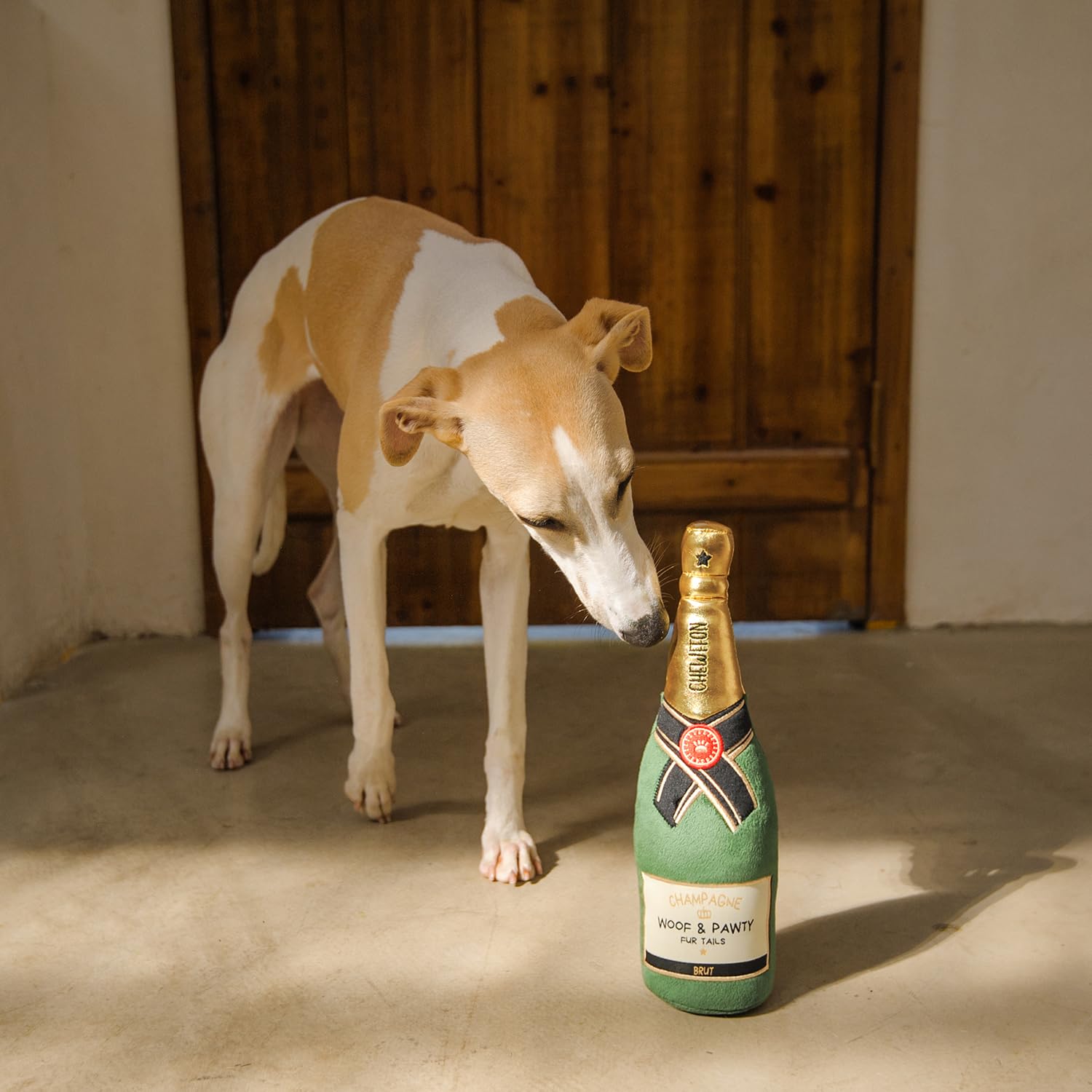 CHEWFFON Juguete regalo botella champán para cumpleaños de mascotas
