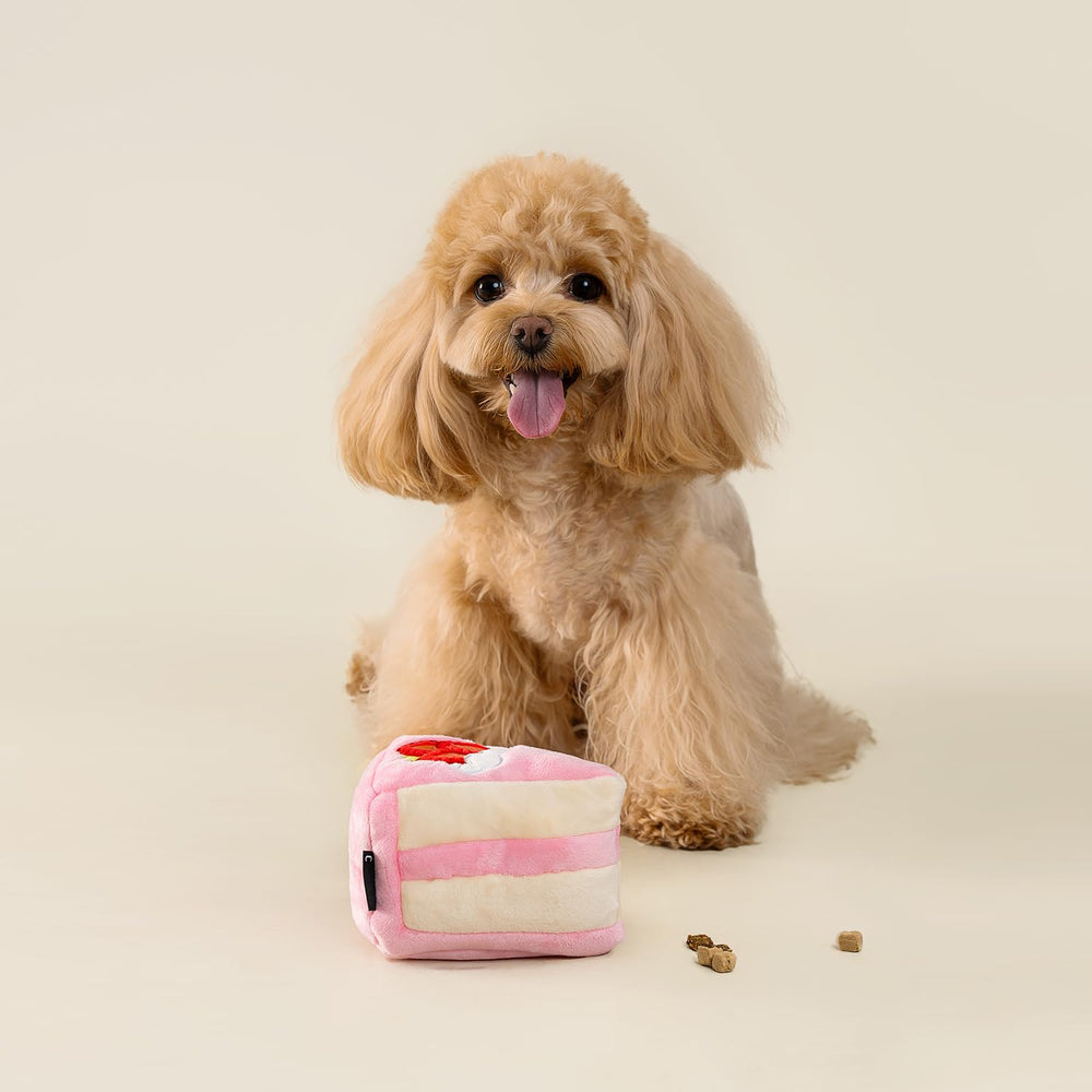 CHEWFFON strawberry cake pockets enable treat hiding to encourage problem-solving during enrichment.