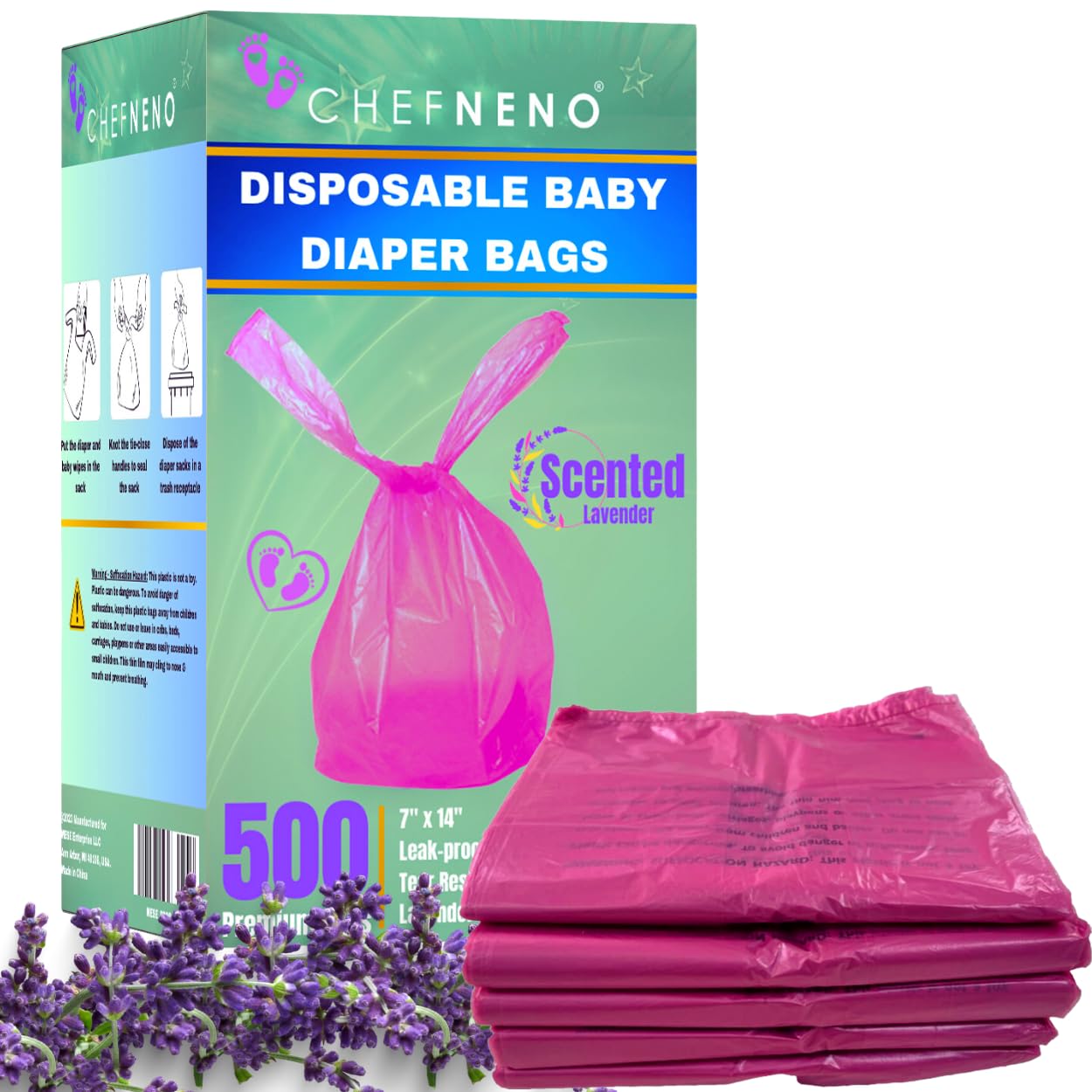 CHEFNENO 30-bags-per-box value pack for reliable disposal supplies.