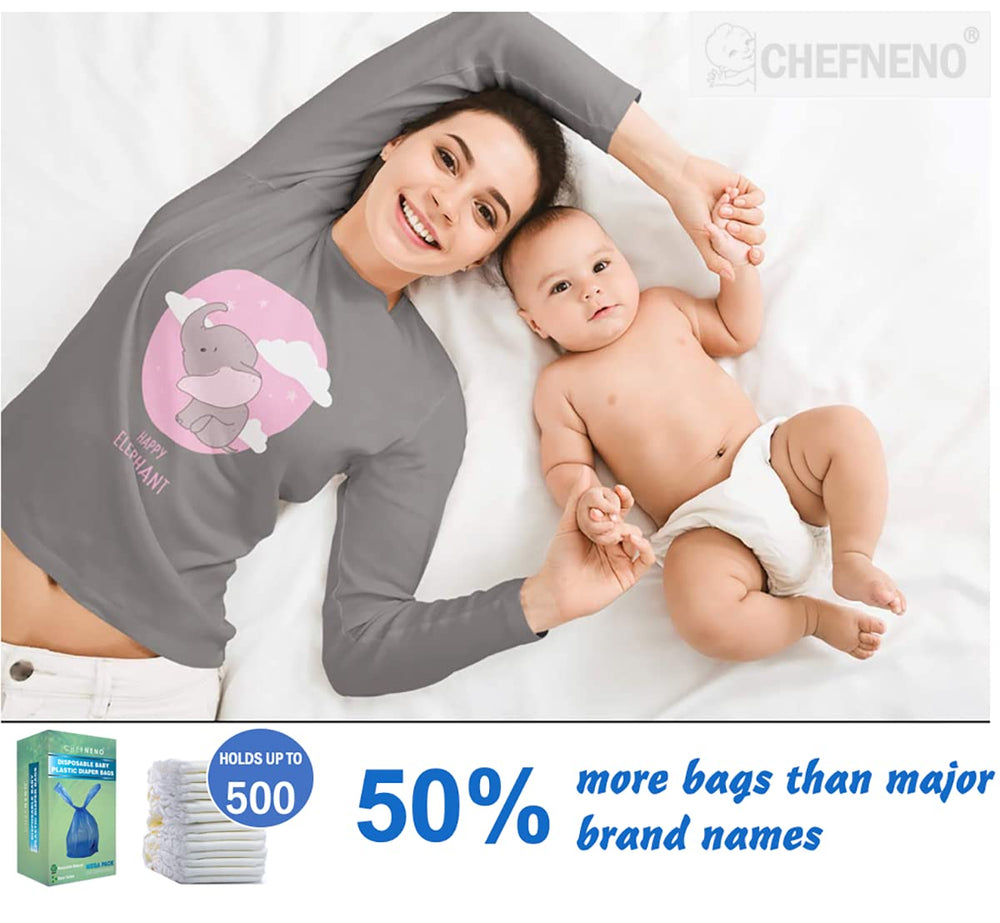 CHEFNENO 500-count-diaper-bag-pack bulk value for families and caregivers.