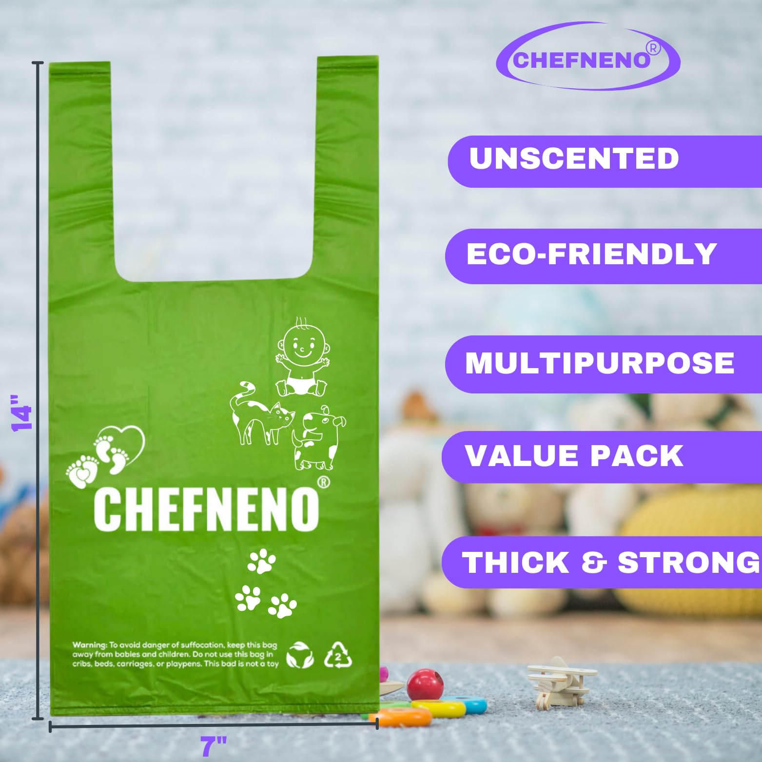 CHEFNENO easy-tie-handles enable secure sealing and odor control