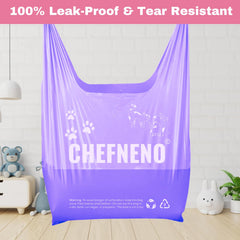CHEFNENO leak-proof material shown preventing leaks during disposal.