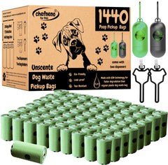 CHEFNENO dog poop bags dispenser in green with convenient perforated rolls.