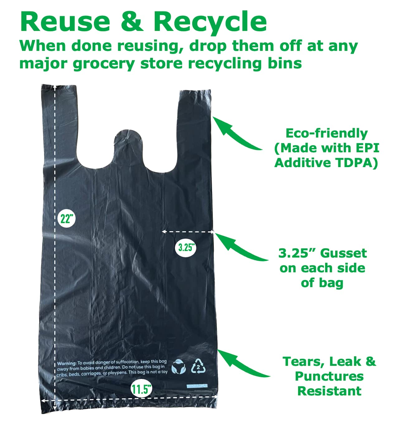 CHEFNENO grocery-size bags fit small bins and everyday trash needs.