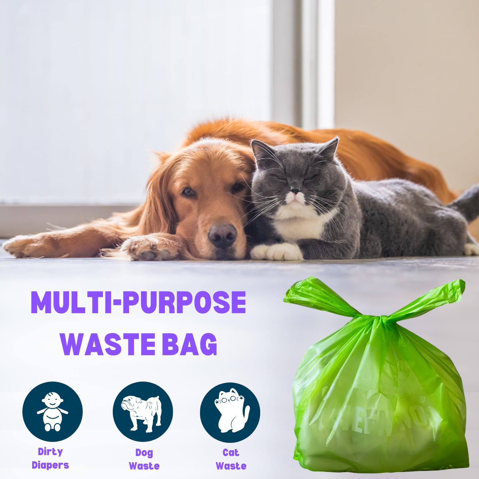 CHEFNENO multipurpose-bags handle diapers, pets, and sanitary disposal with ease