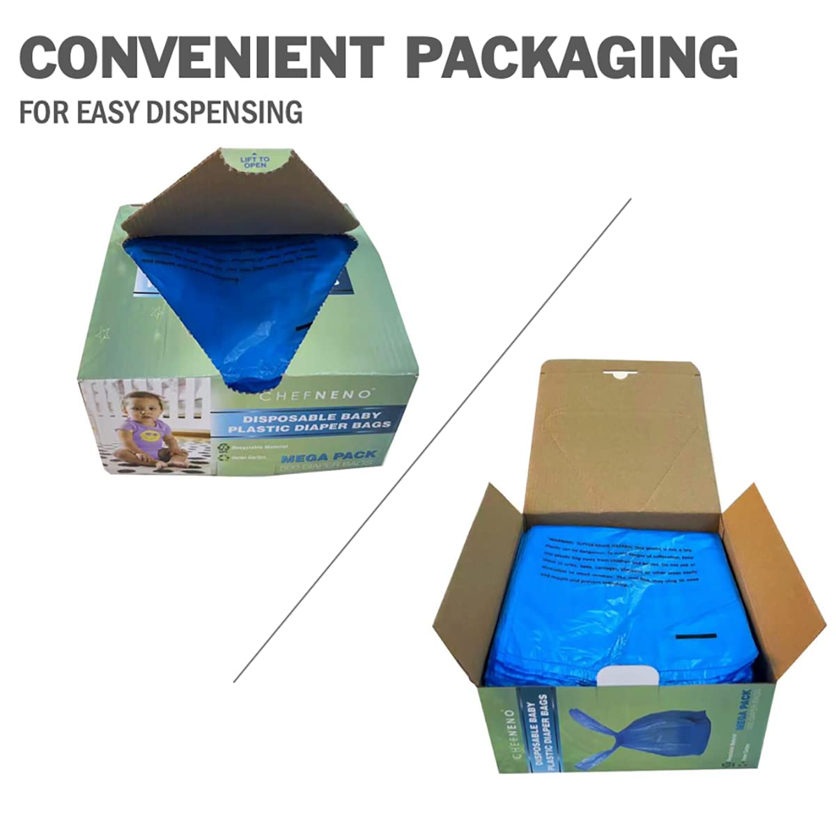 CHEFNENO odor-control-in-pack keeps rooms fresh between diaper changes.