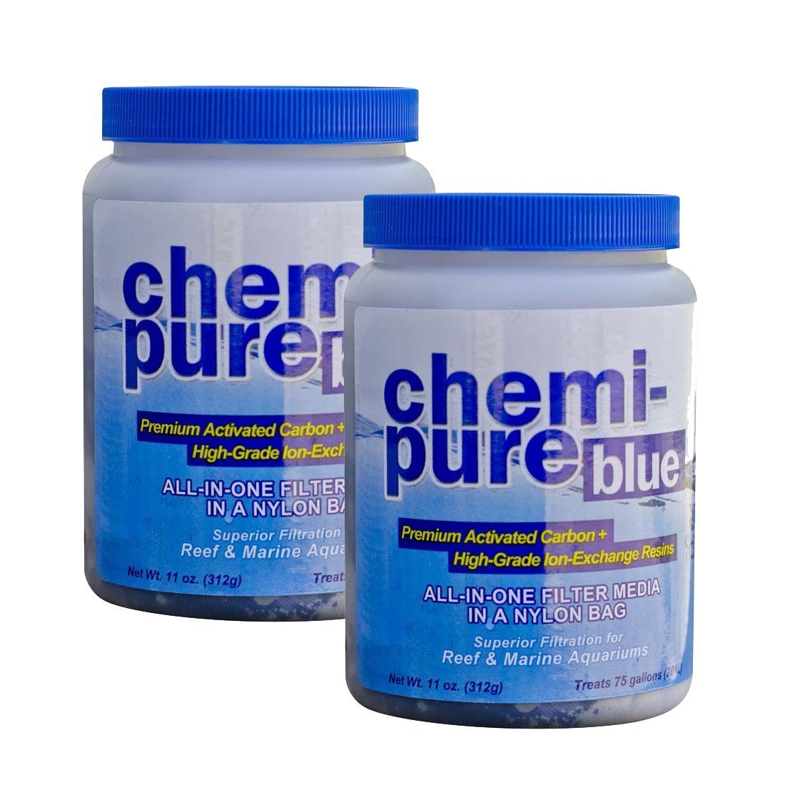 Chemi-Pure Blue filtration media packaging shows a moist interior for active filtration.