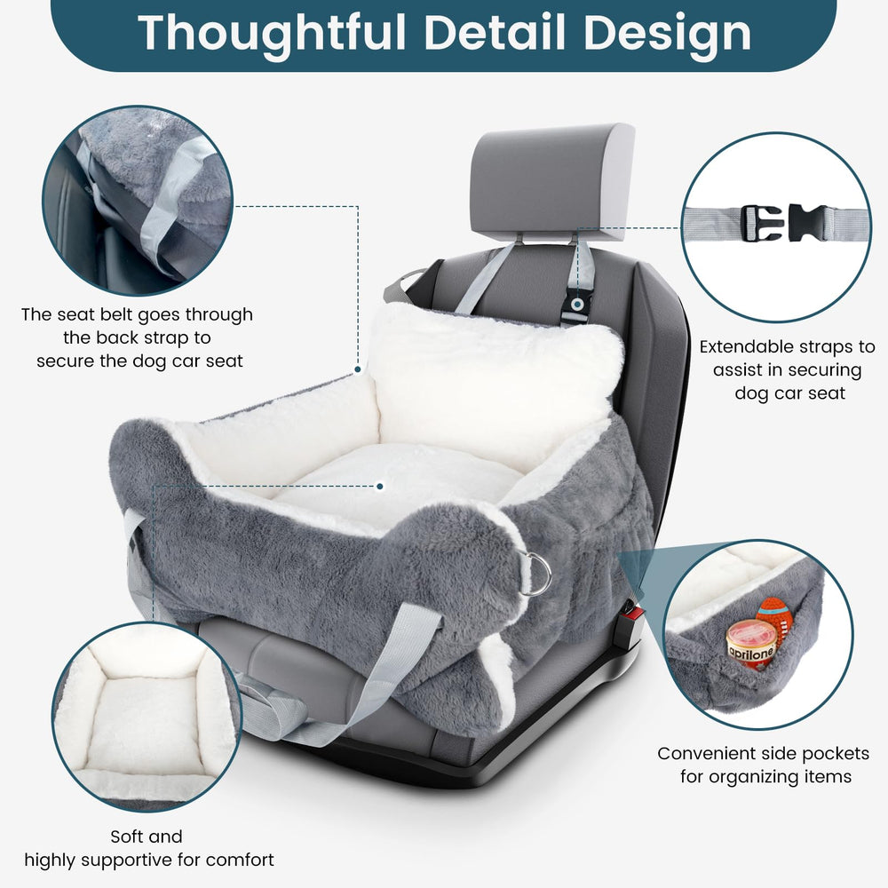 CHENOVE dog car seat safety strap keeps pet secure during driving.