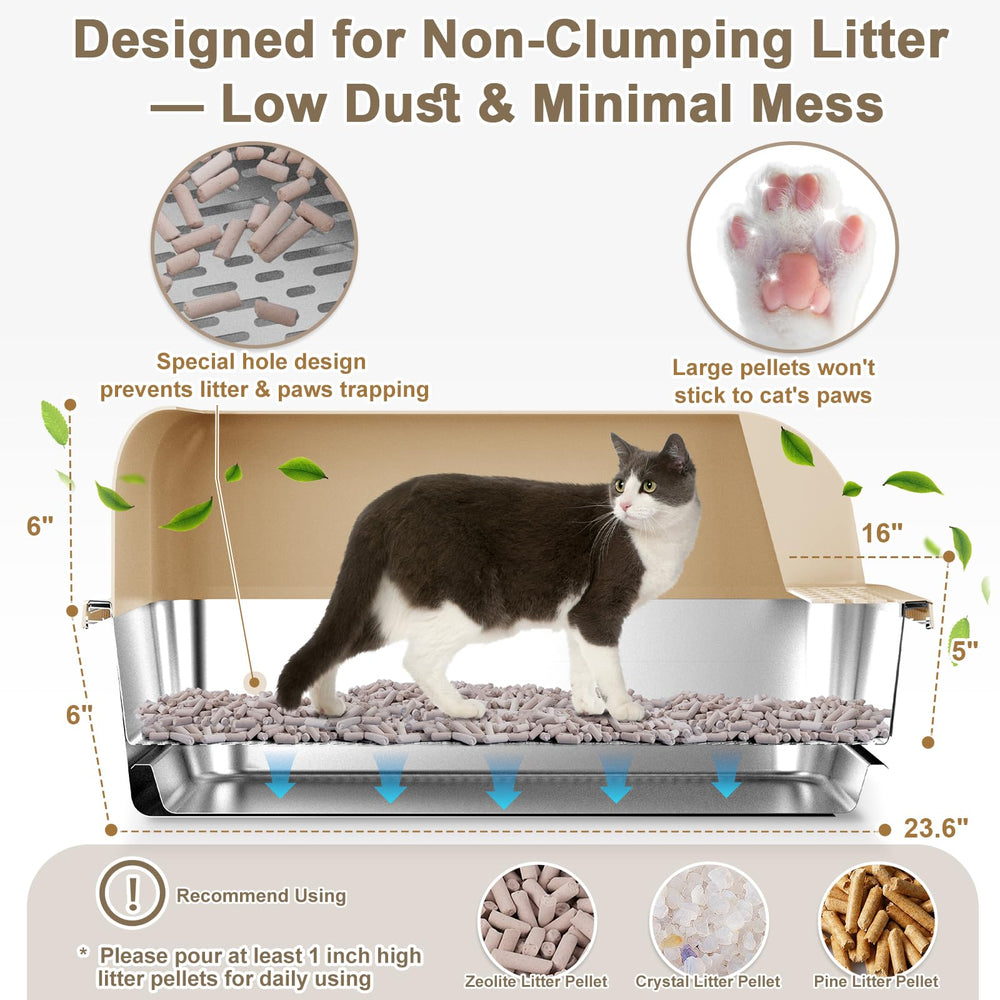 CHENOVE extra-large 23.6x16x12 litter box offers roomy space for large breeds.