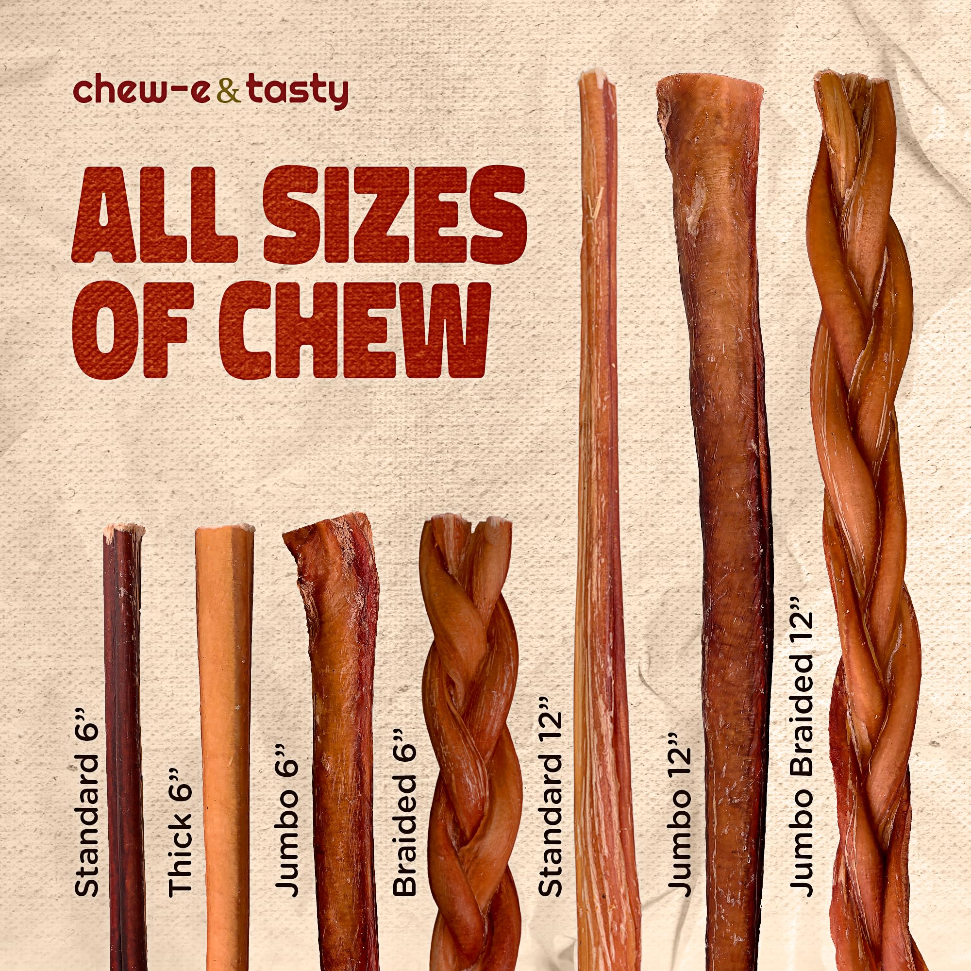 chew-eandtasty pack10 bully sticks shown in outer package for dogs