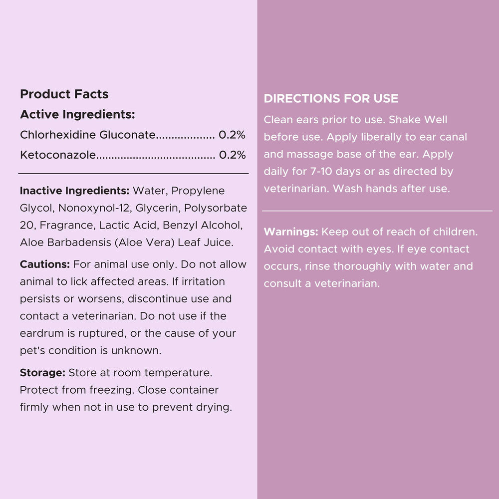 Chew + Heal Labs advanced flush OTIC drops deliver comfort during routine cleaning.