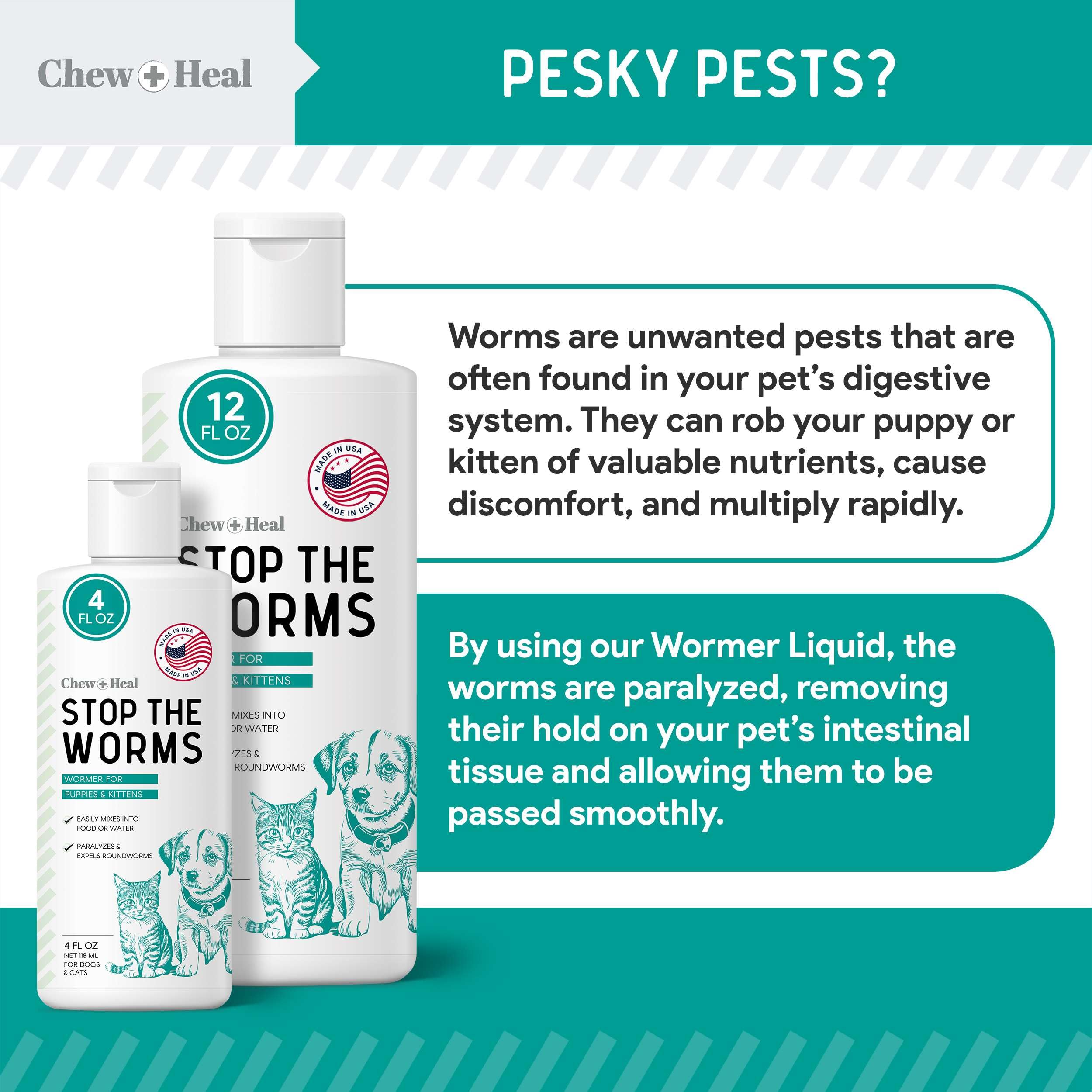 Chew + Heal Labs 12oz bottle displayed for home pet care
