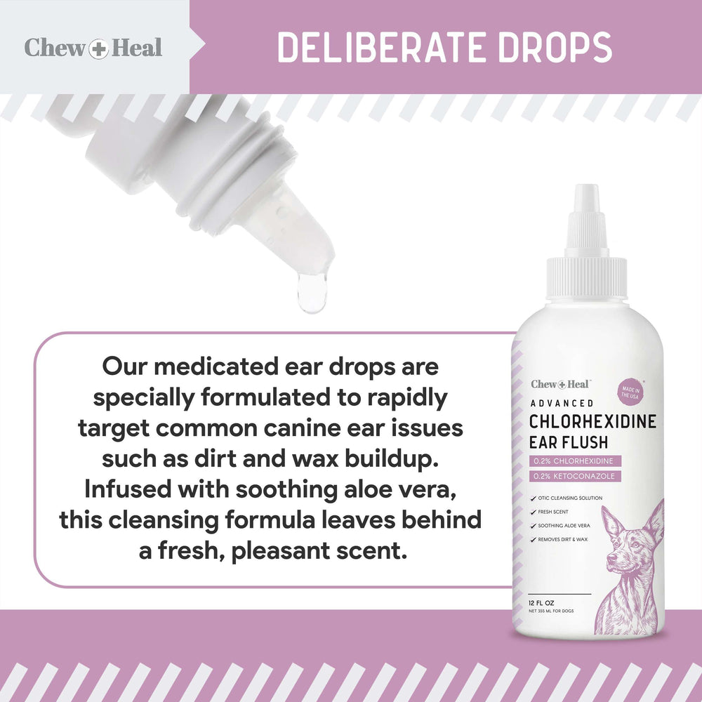Chew + Heal Labs ear cleaner packaging USA highlights brand reliability and simple at-home care.
