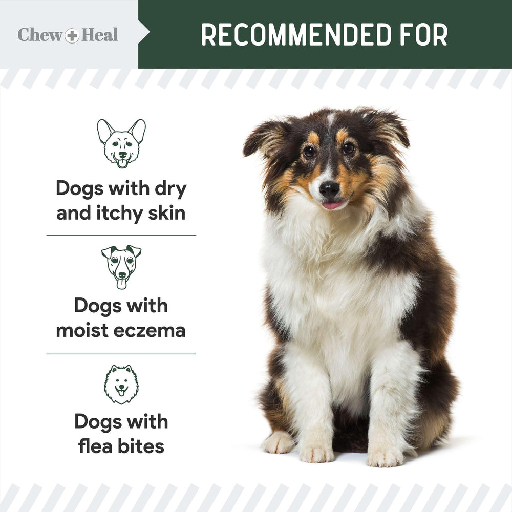 Chew + Heal Labs hydrocortisone lotion applying area demonstrates soothing application.