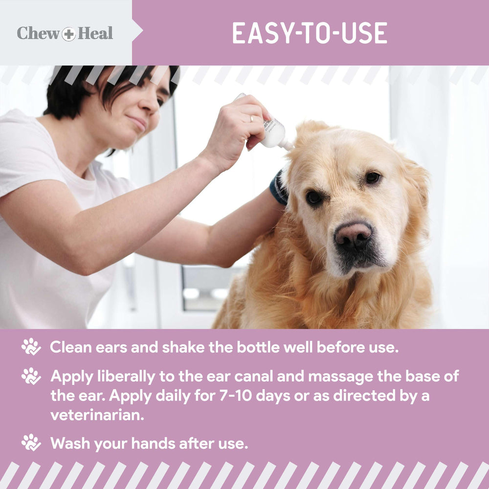 Chew + Heal Labs made-in-usa bottle signals quality and domestic production for ear care.